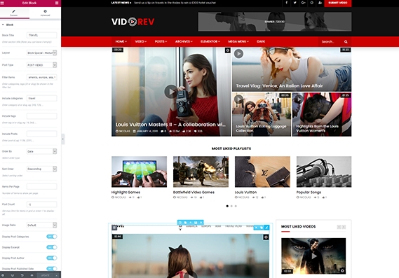 vidorev视频的WordPress主题